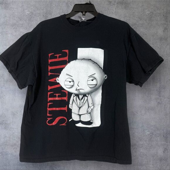 Vintage Stewie Griffin Scarface Parody T-Shirt XL Black Y2K Fruit of the Loom - Picture 1 of 5